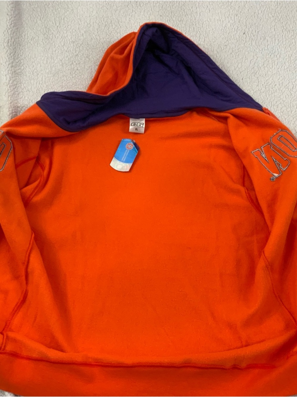 e5 Clemson Tigers Full Zip Jacket Hoodie Pockets Men’s XL NCAA Orange Purple New - Picture 9 of 11